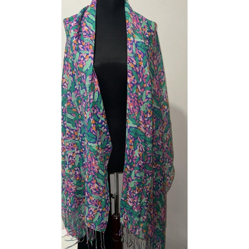 Lily Pulitzer Murfee Silk/Cashmere Scarf Floral Heart Valentine One Sz